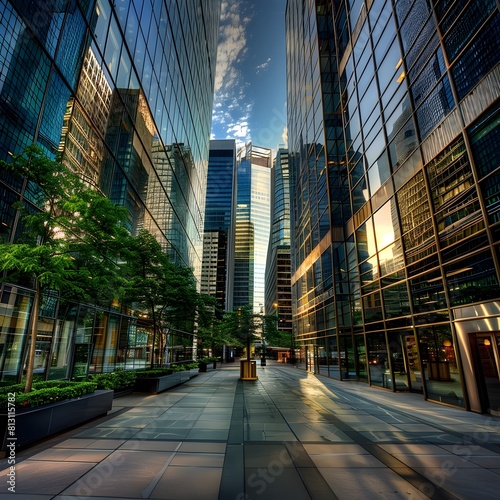 Central Business Districts Dynamic Architecture in Vibrant HDR Landscape photo