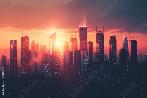 Dawn Breaks Over City Skyline  Symbolizing New Beginnings in Business World