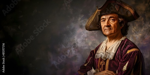 Classicalstyle portrait of Christopher Columbus commemorating his discovery of America on Columbus Day. Concept History, Portraiture, Columbus Day, Classical Style Portrait, Discovery of America photo