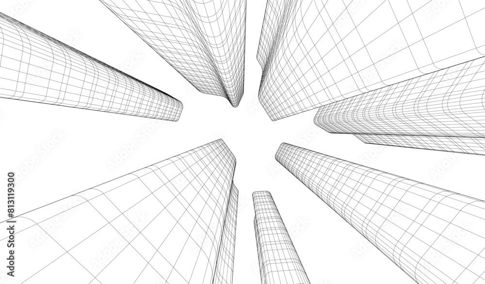 abstract buildings, architectural drawing 3d abstract buildings, architectural drawing 3d