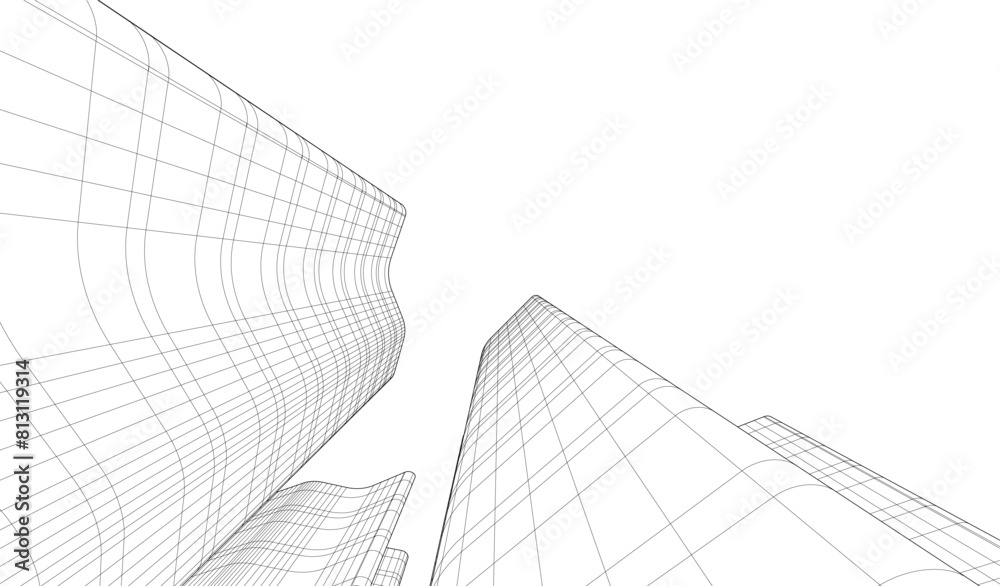 abstract buildings, architectural drawing 3d