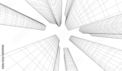 abstract buildings, architectural drawing 3d