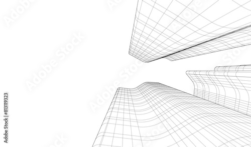 abstract buildings, architectural drawing 3d