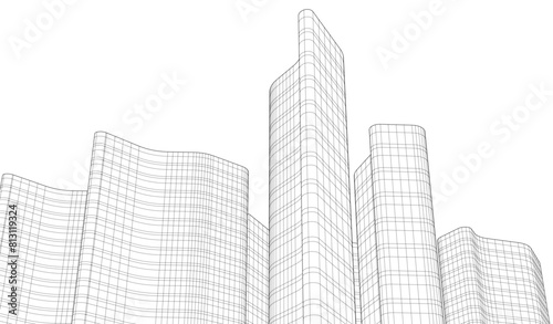 abstract buildings, architectural drawing 3d