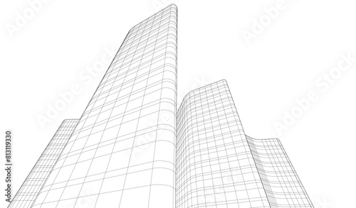 abstract buildings  architectural drawing 3d