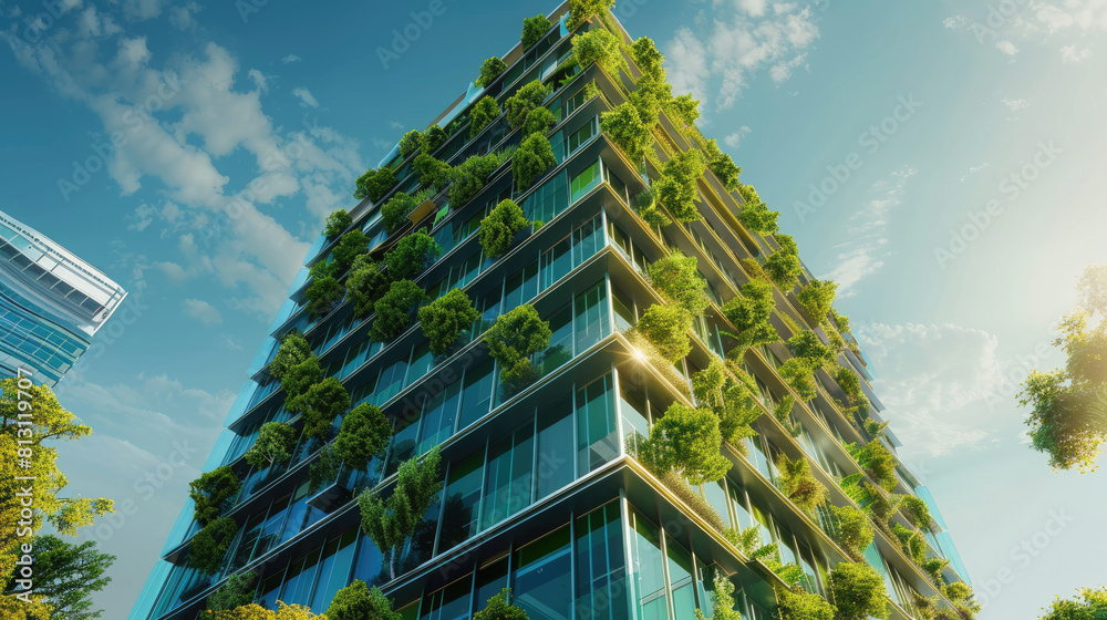 Ecofriendly building in the modern city. Ecofriendly building in the modern city.
