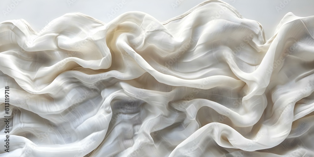 Fototapeta premium Capture the intricate details of a wrinkled linen duvet cover for a textured appearance. Concept Textured Linen, Duvet Cover, Close-up Photography, Intricate Details, Fabric Patterns