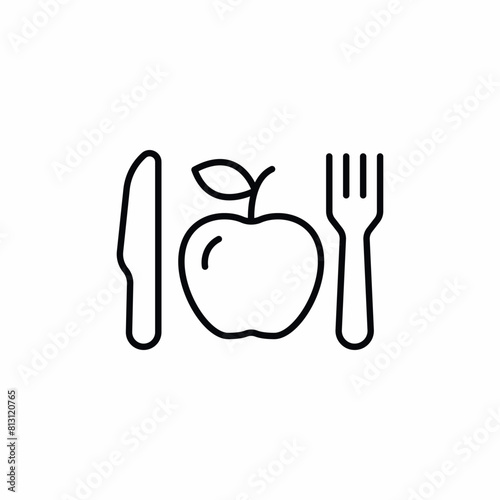 knife apple fork food icon