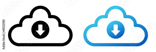 Data download cloud shape vector icon. Information exchange logo
