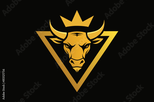 golden-unique-regal-golden-bull--face logo vector illustration 