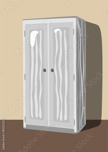 Wardrobe. Home closet, organize clothing. Cartoon hand drawing illustration