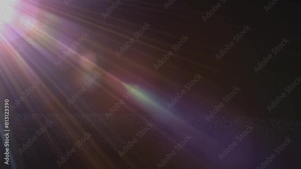 Particle floor with multicolored lens flare. Dreamy abstract background or design element.
