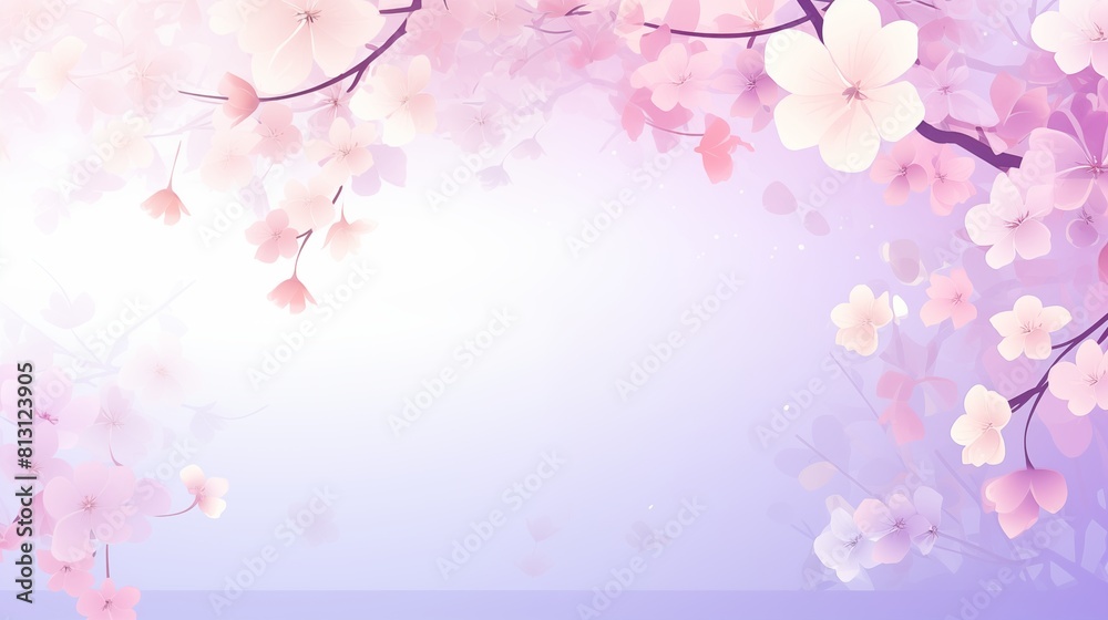Tranquil Cherry Blossoms Illustration with Soft Pastel Purple Background Tranquil Cherry Blossoms Illustration with Soft Pastel Purple Background