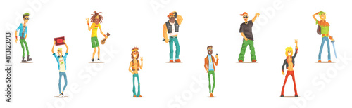 Man Character of Different Subculture in Standing Pose Vector Set