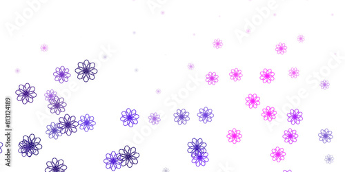 Light Purple vector doodle background with flowers.