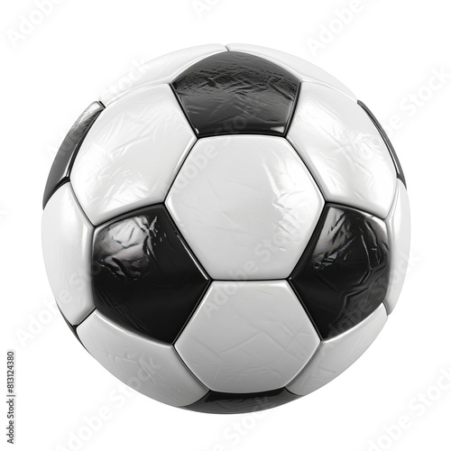 Soccer ball  traditional black and white panels  isolated on a white background  perfect for die cut PNG style
