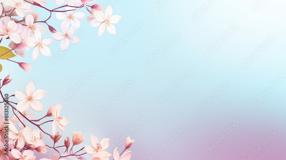 Delicate Pink Blossoms Adorning a Branch Against a Soft Gradient Background Delicate Pink Blossoms Adorning a Branch Against a Soft Gradient Background