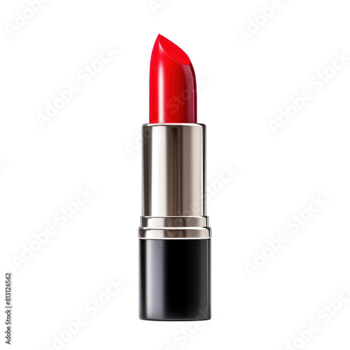 Classic Open Red Lipstick with Black Tube. Isolated on Background