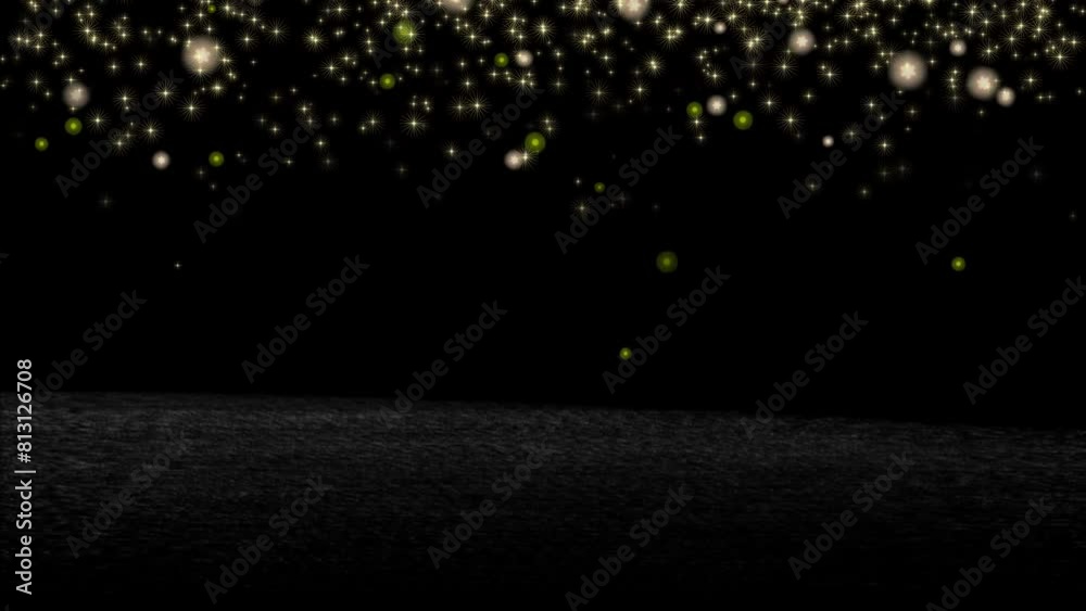 Particle floor with gold particle rain. Abstract background or design element.