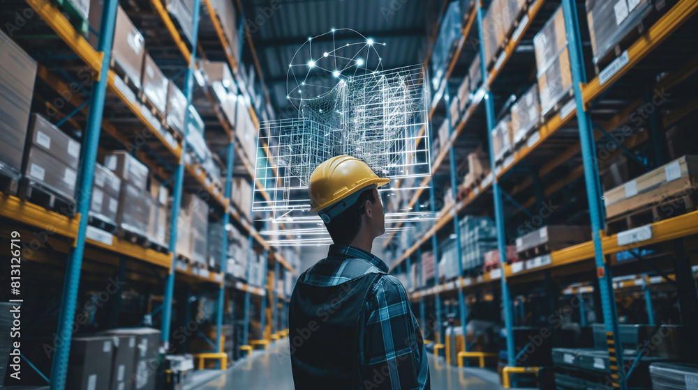 Automated inventory management system tracking stock levels in a warehouse Automated inventory management system tracking stock levels in a warehouse