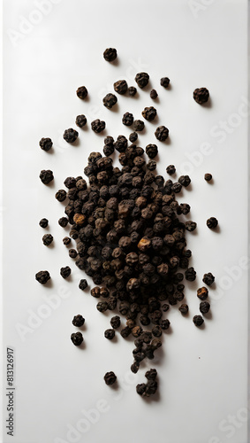black pepper on white background