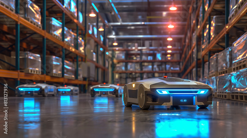 Autonomous mobile robots (AMRs) moving materials in a warehouse