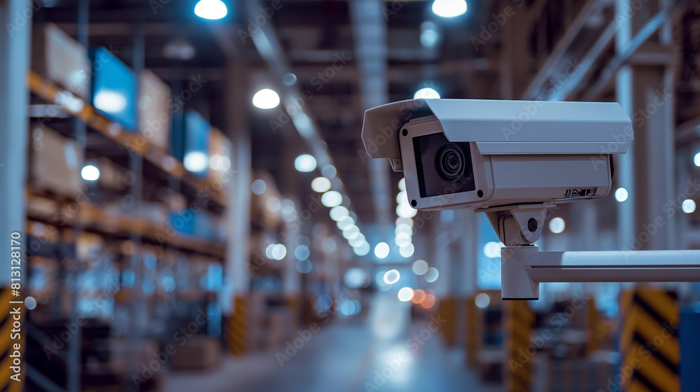 High-tech surveillance cameras monitoring activity in a logistics facility High-tech surveillance cameras monitoring activity in a logistics facility
