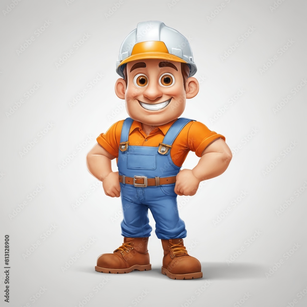 Hardworking Builder: Character with Tools and Yellow Helmet Hardworking Builder: Character with Tools and Yellow Helmet