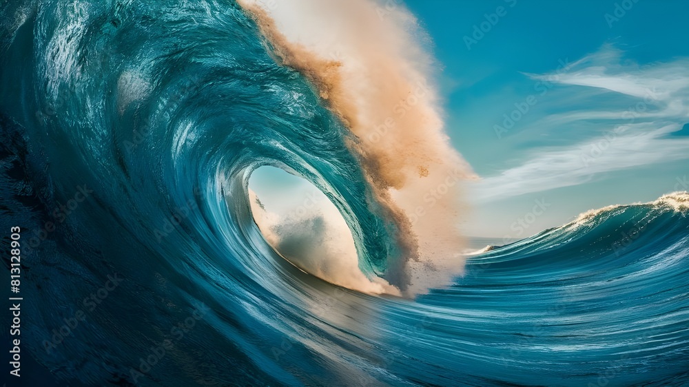 A wave that is about to crash into the water.