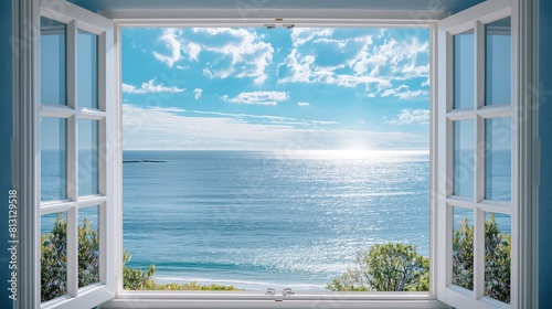 open window to the view of ocean and coast