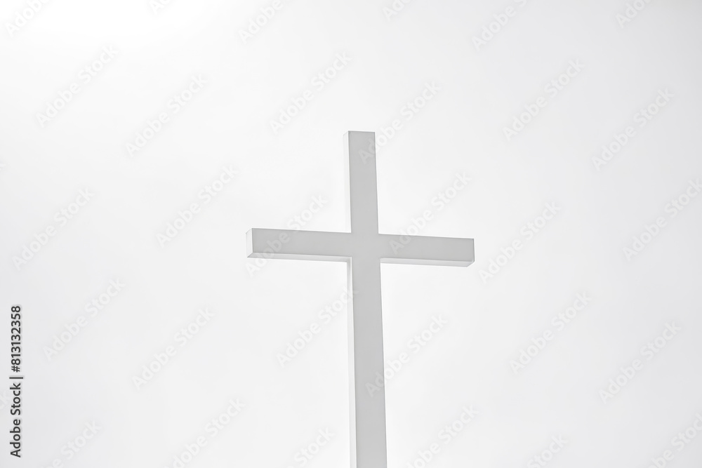 Simple white cross on white background