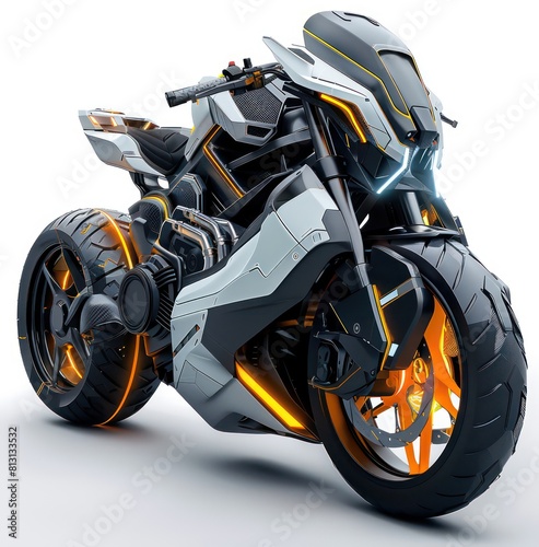 electric motorcycle  modern and futuristic on a white background
