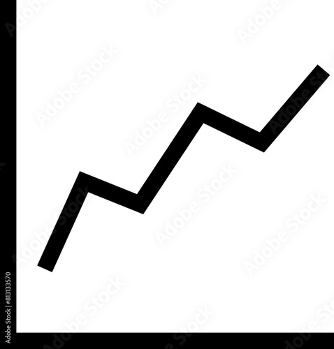 Growing bar graph icon. Business graphs and charts black line vector isolated on transparent background. Statistics and analytics . Statistic and data, charts diagrams, money, down or up arrow.