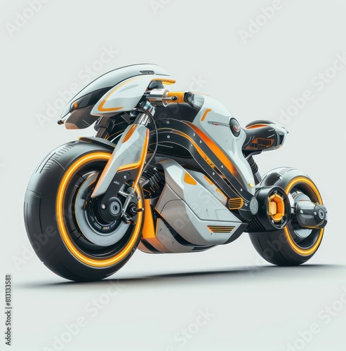 electric motorcycle, modern and futuristic on a white background © MOVE STUDIO