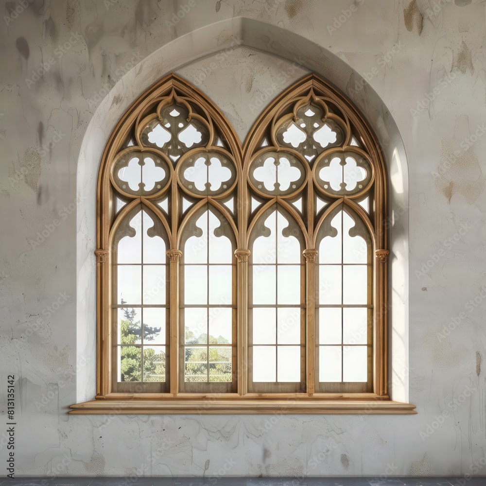 arched wooden window frame
