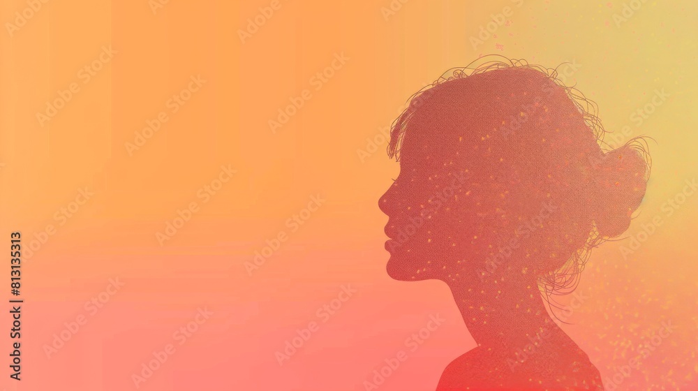 A womans silhouette dances against a vibrant, colorful backdrop A womans silhouette dances against a vibrant, colorful backdrop