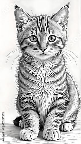 Cat black and white art © MakArena
