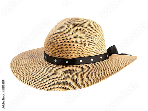 Womens straw hat isolatedon white background