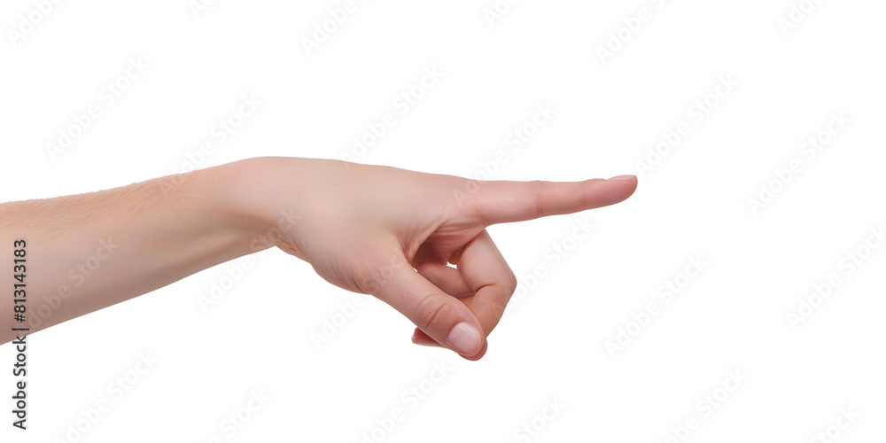 Hand pointing isolated on white. Caucasian female Hand pointing isolated on white. Caucasian female