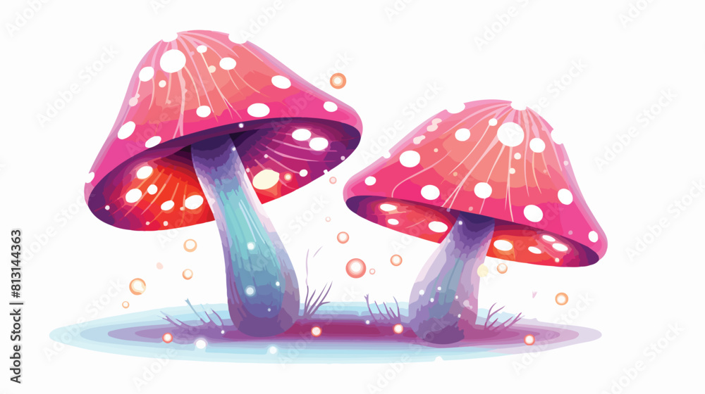 Magic toxic luminous mushrooms from fairy tale or f