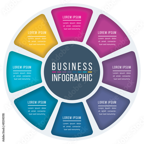 Infographic circle design 8 Steps, objects, elements or options business information