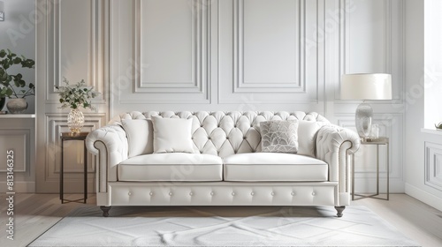 Admire The Beauty Of A Beautiful White Sofa Bed  Perfect For Decorating A Living Room In A Home