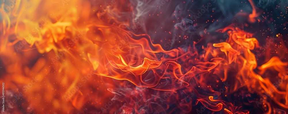 Intense fiery flames with vibrant colors