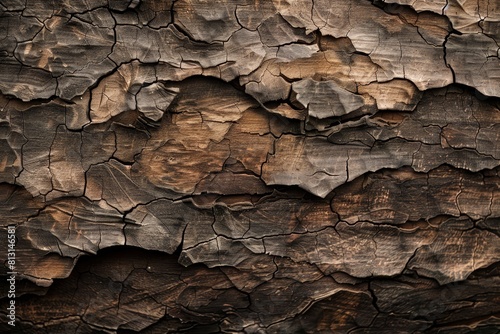 Close-up of textured tree bark with intricate patterns and cracks