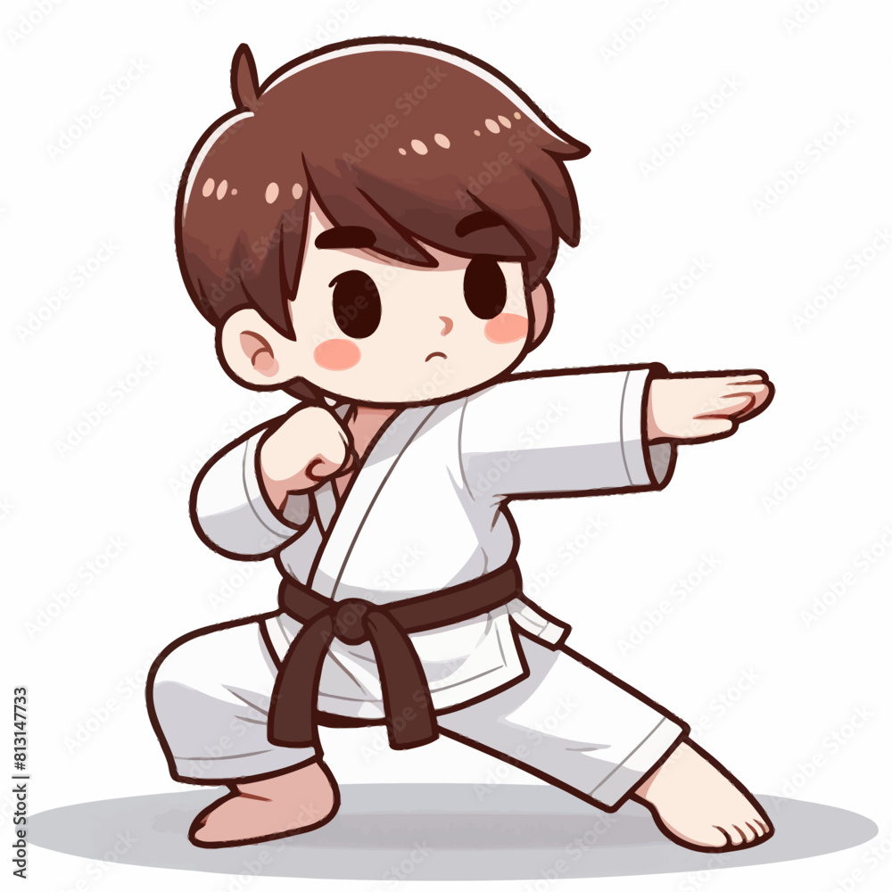 Fototapeta premium Boy Practicing Karate in Vector Style