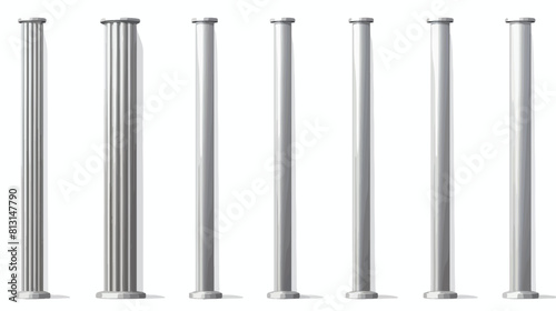 Metal poles or columns in realistic 3d style vector