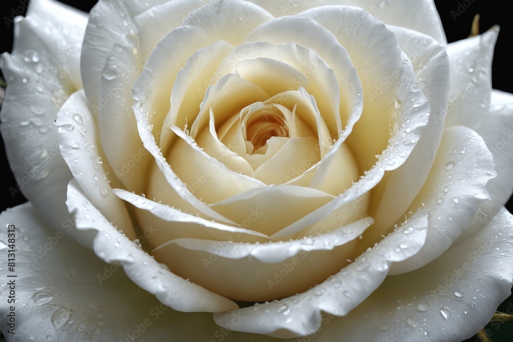 Purity in Darkness: Captivating Dew Drenched White Rose Purity in Darkness: Captivating Dew Drenched White Rose