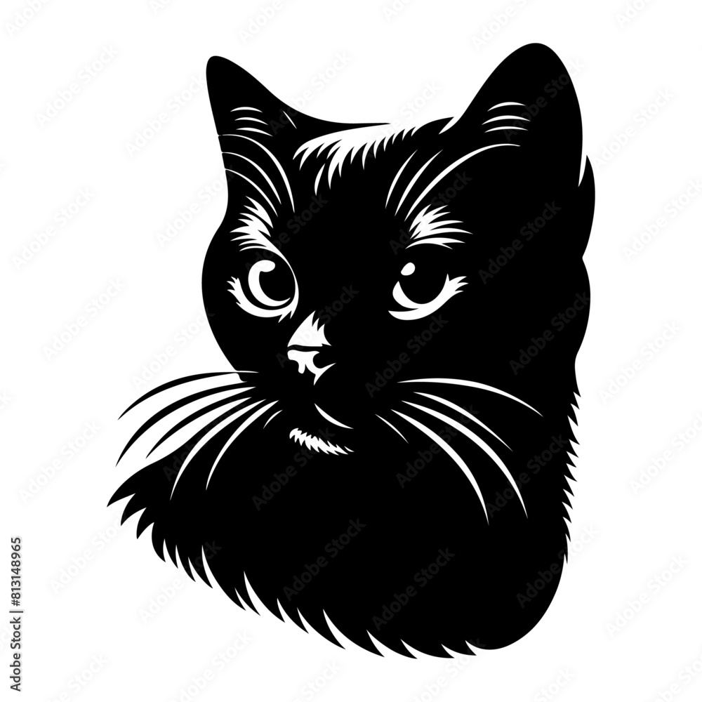 Obraz premium Black silhouette of cat , vector black color silhouette