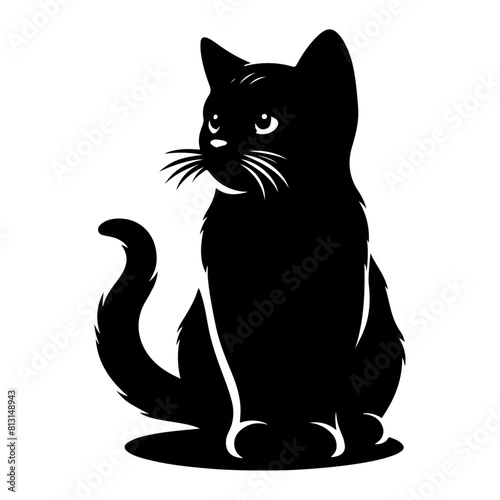 Wallpaper Mural Black silhouette of cat , vector black color silhouette Torontodigital.ca