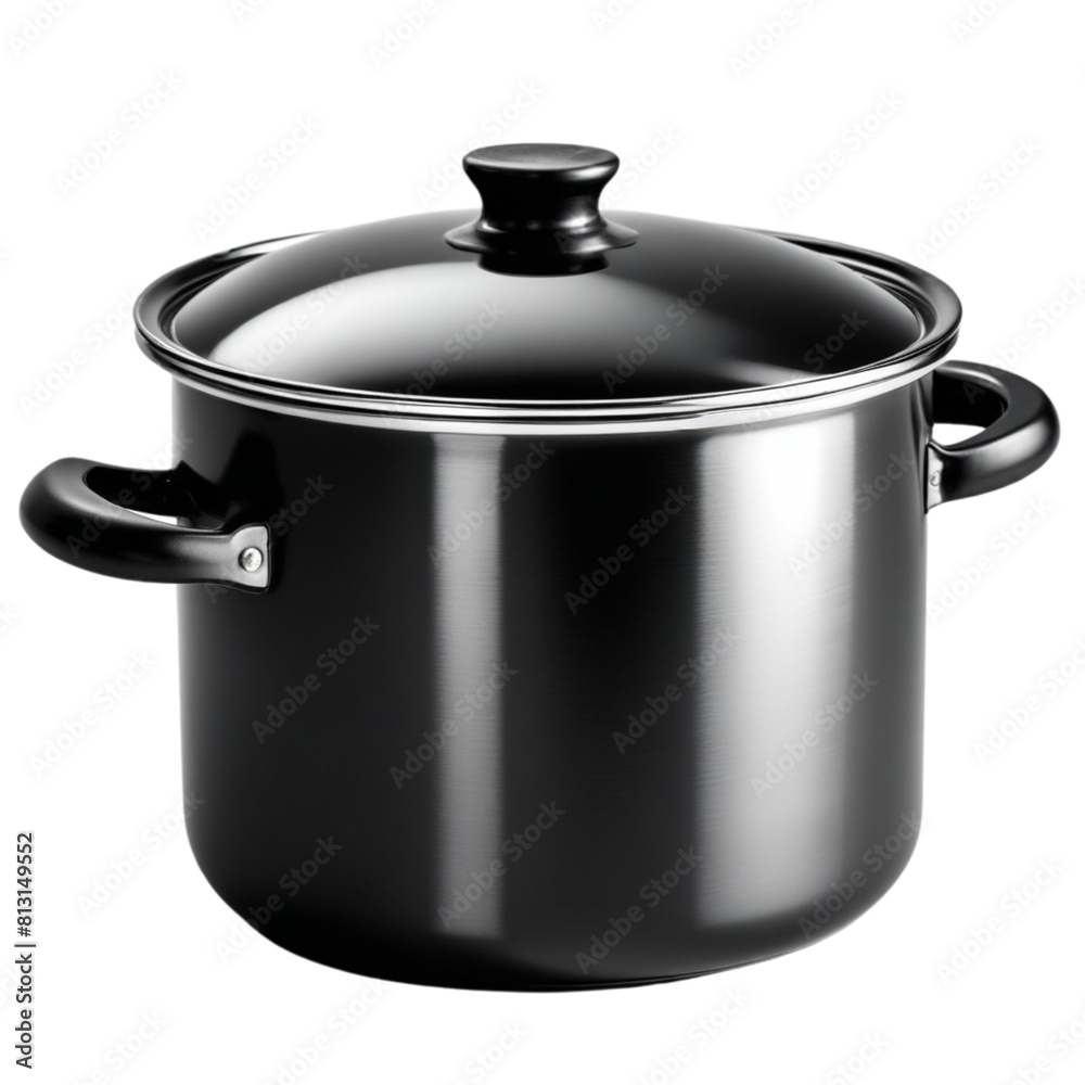 Stainless steel cooking pot Isolated on a transparent background generated with ai Stainless steel cooking pot Isolated on a transparent background generated with ai